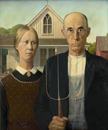 Couple with pitchfork 