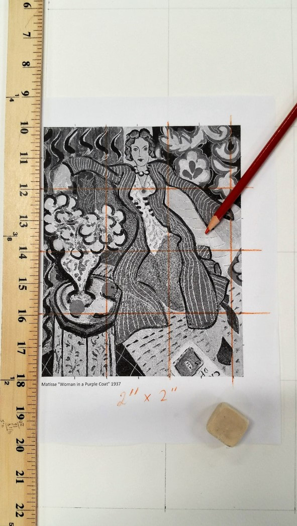 Photo copy of Matisse painting with ruler 