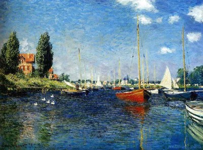 Monet Painting red boat