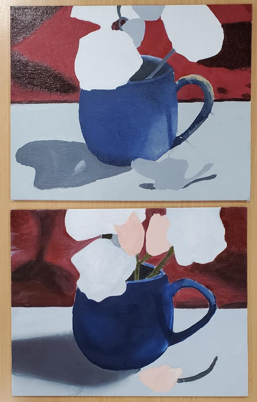 Blue mug paintings in progress.  