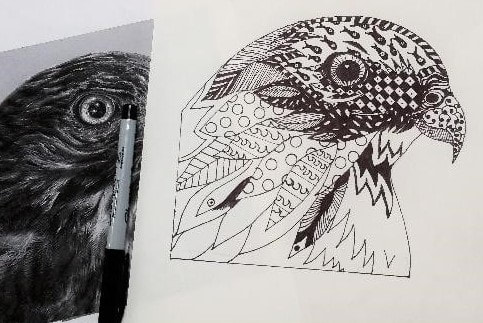 Zentangle animal art lesson. A great art lesson for middle school students.  Also a very good Halloween lesson plan. 