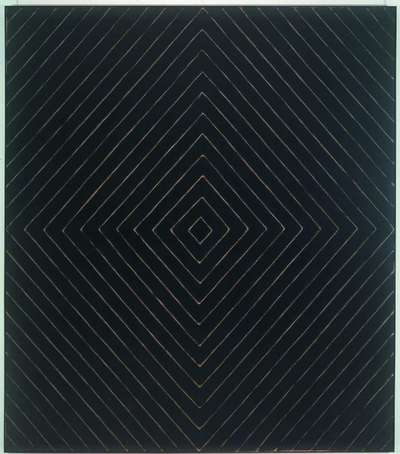 Black Painting with white lines, by Frank Stella 