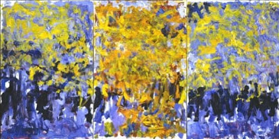 Joan Mitchell blue and yellow abstract painting 