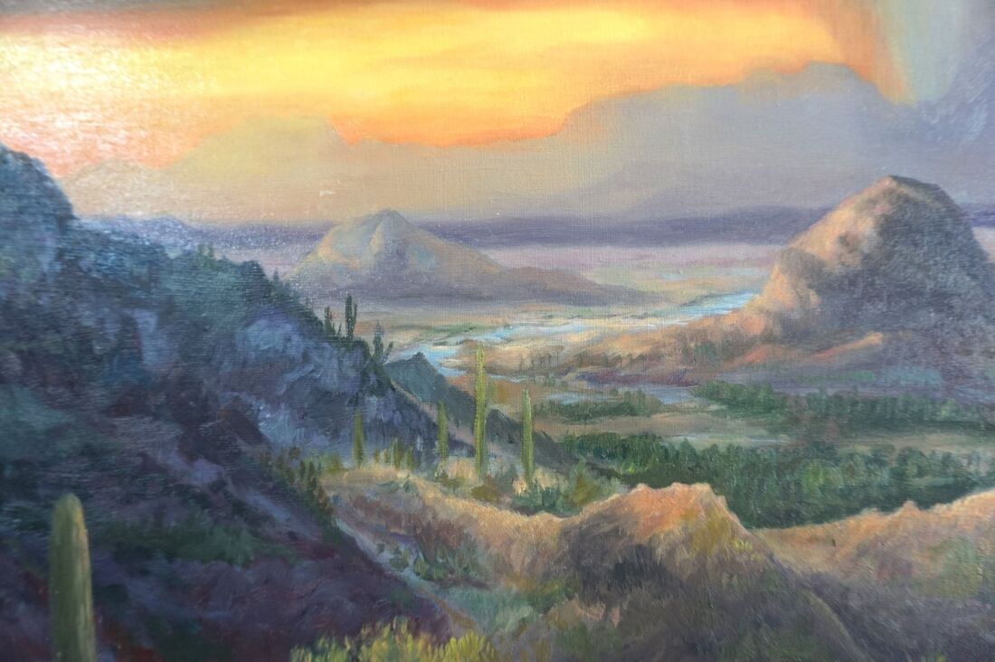 Landscape Painting of the Arizona Desert, North Mountain Preserve. 