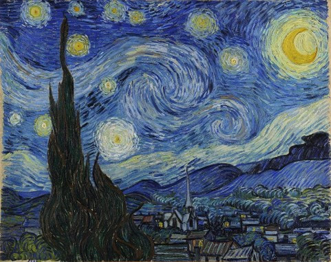 Painting of night sky with stars by van Gogh