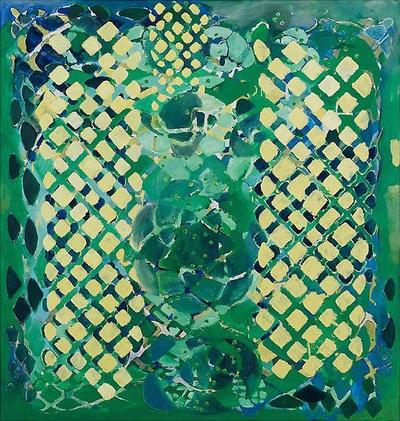 Green abstract painting by Terry Winters. 