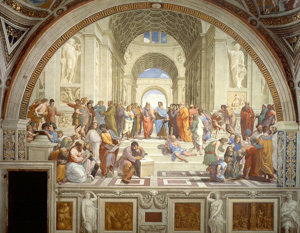 Raphael painting of people on steps.