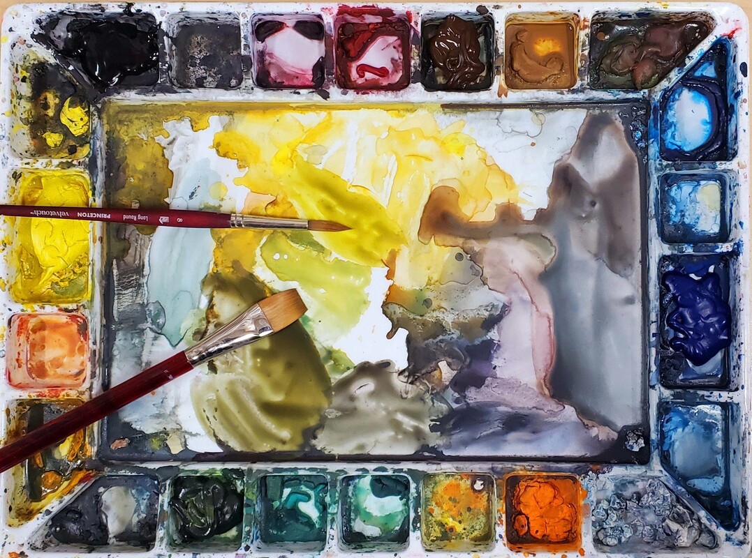 Photo of a watercolor pallet 